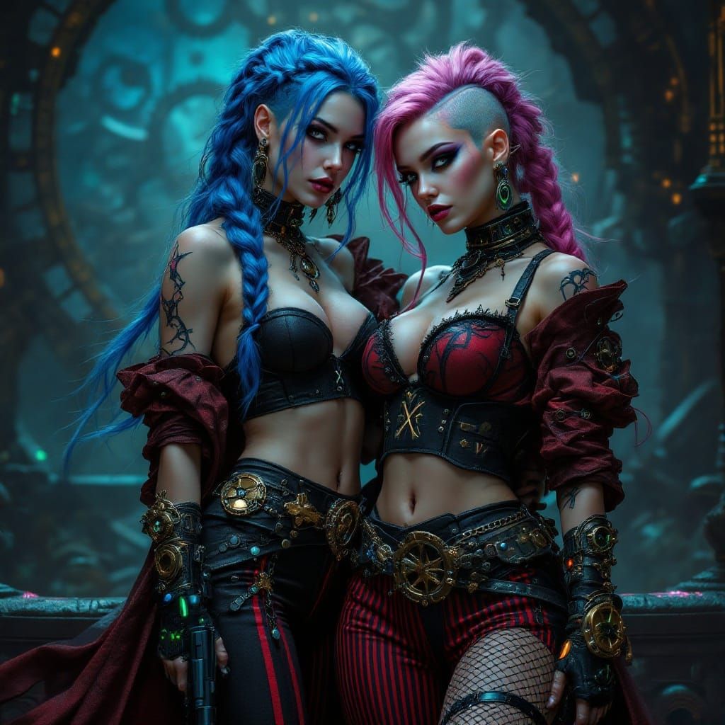 Steampunk Goth Jinx of Arcane in Breathtaking Pose