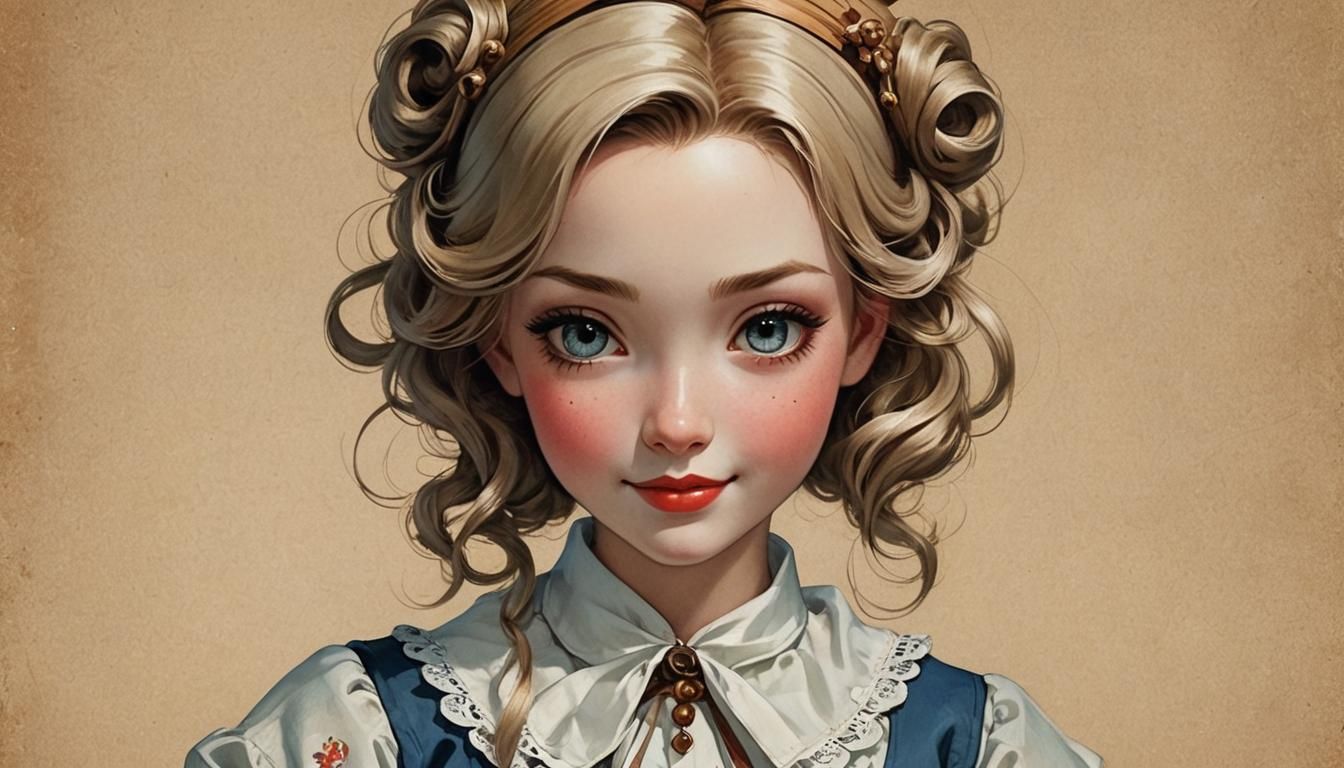 Anime Doll in Glass Dress, Pin-Up Style