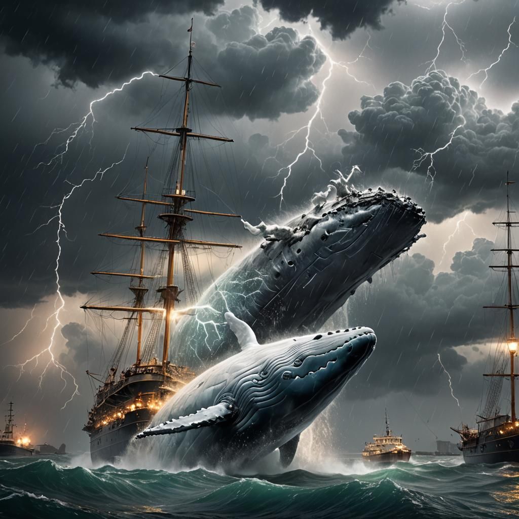 Whale Lands on Ship in Lightning Storm