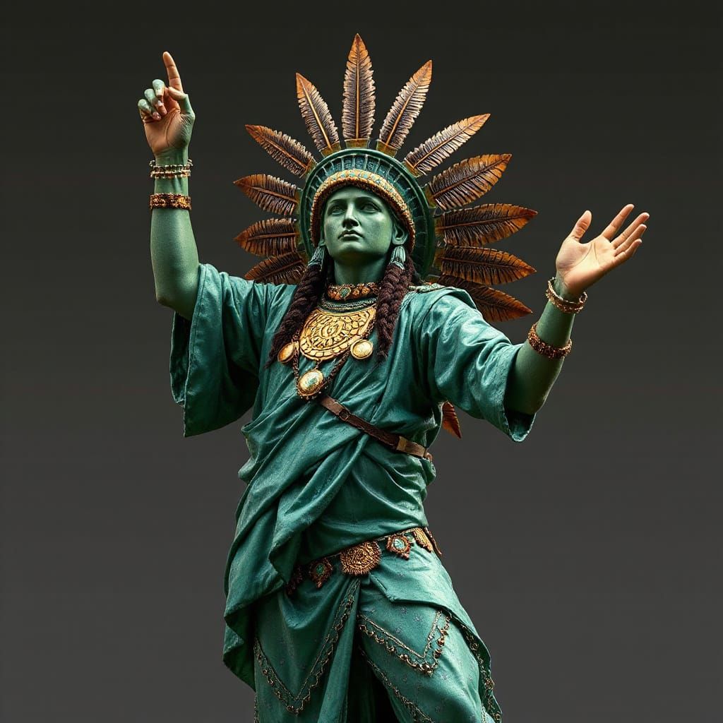 Native American Dancer in Art Deco Style