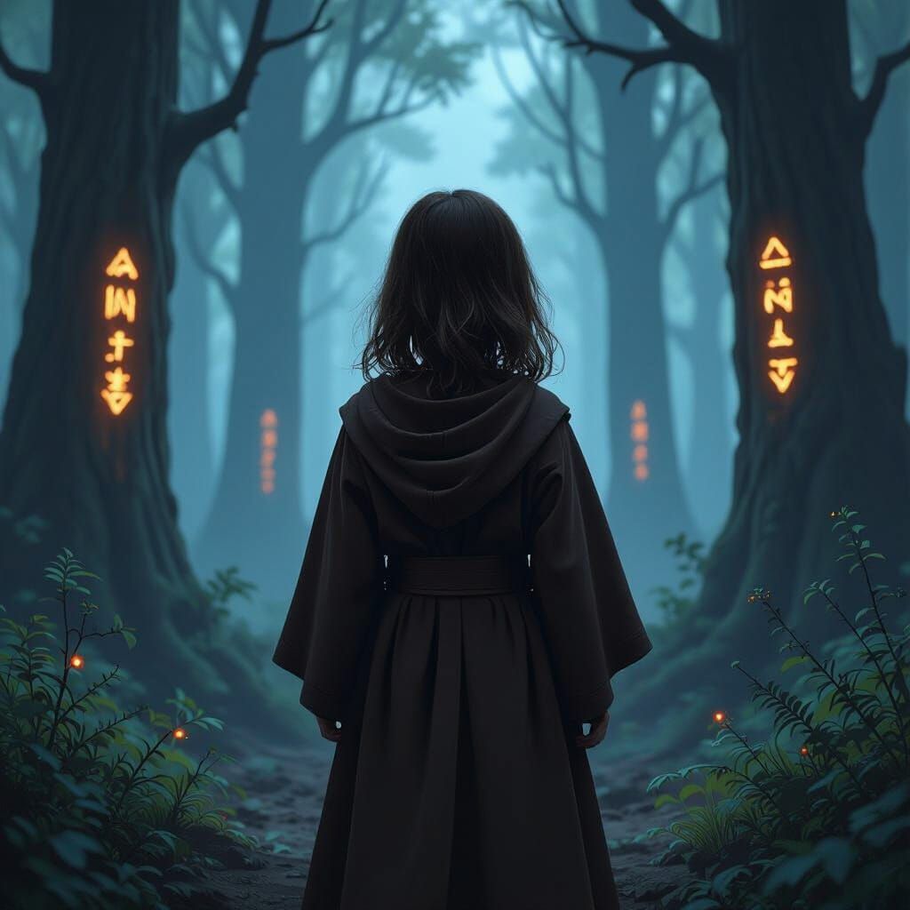 Fantasy Forest Girl in Jedi Robes