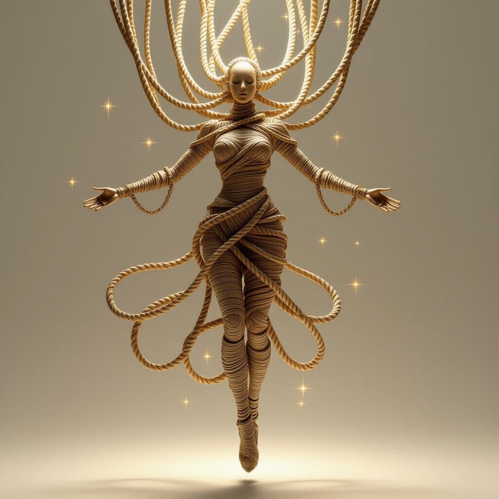 Braided Chains Figure Suspended in Zero Gravity