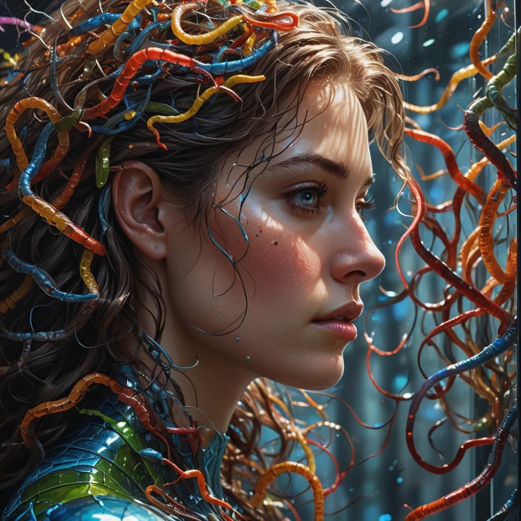 Woman's Profile in Hyperrealistic Digital Art