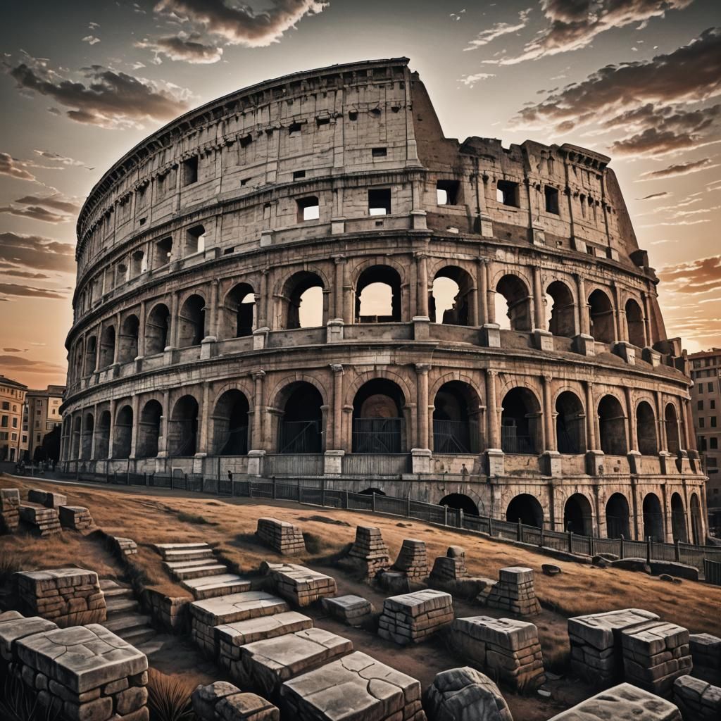 Roman Coliseum Tattoo in Hyper-Realistic Black and White