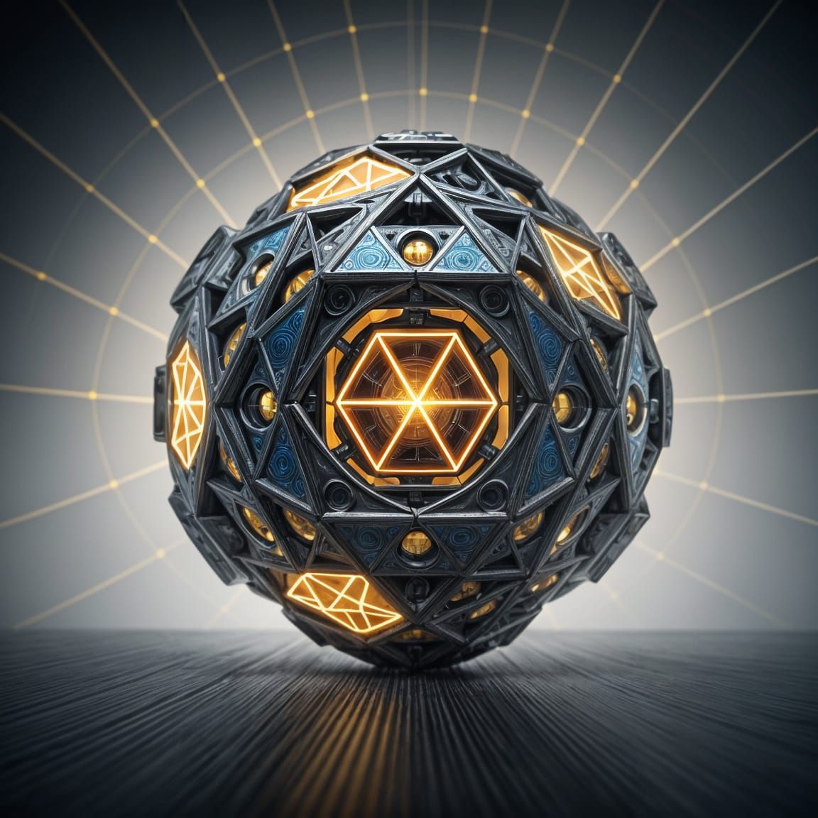 Hyper-Realistic Sci-Fi Broken AI Core with Geometric Dodecah...