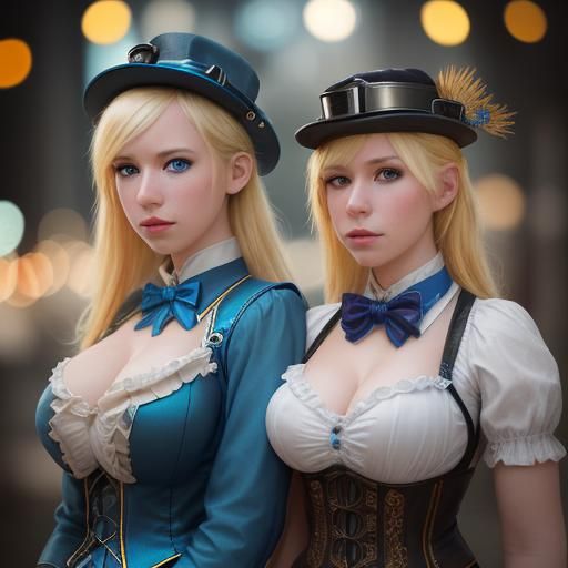 Steampunk Blondes with Neon Blue Accents