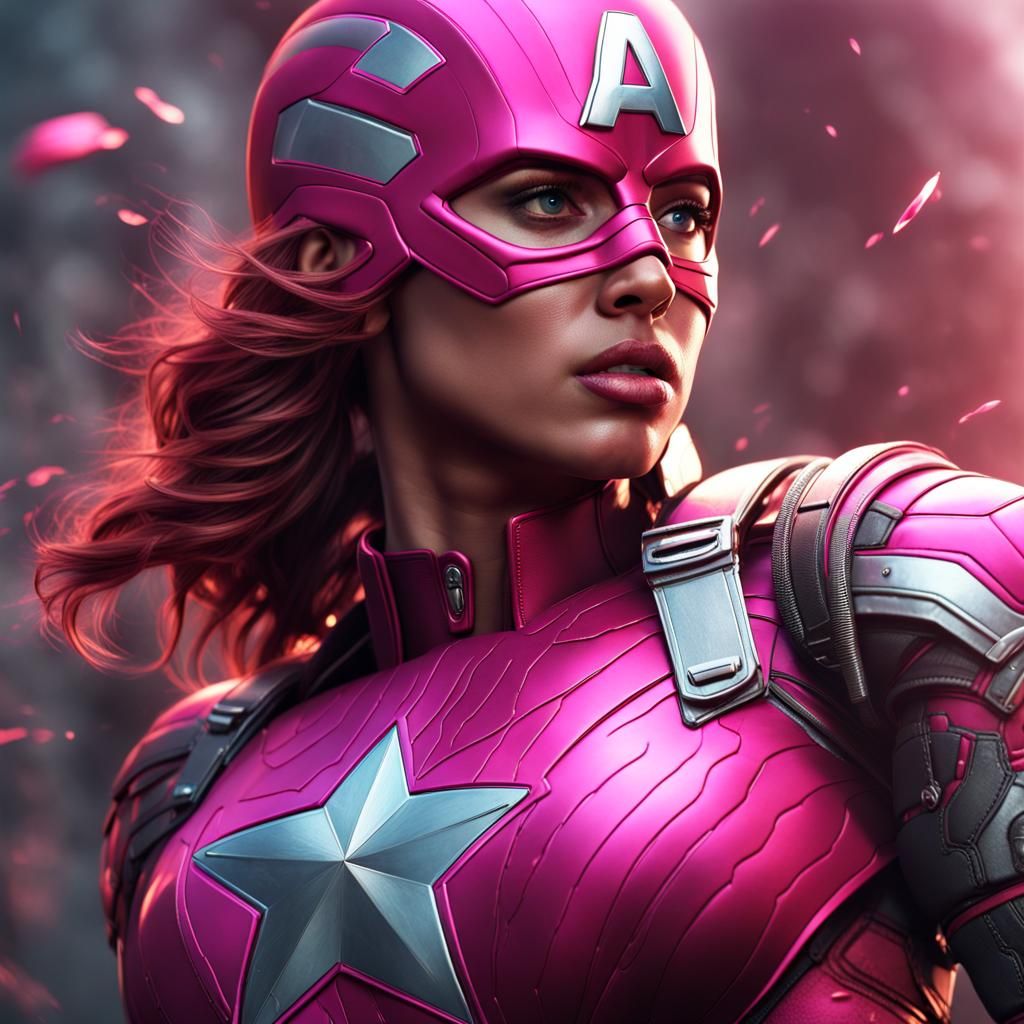 Female Captain America in Detailed Matte Painting