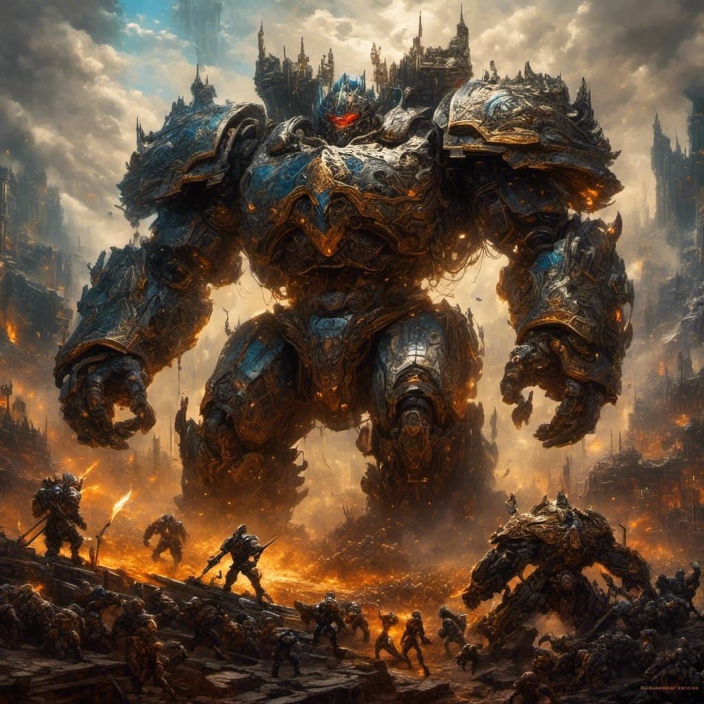 Mecha Battle-Titan Victory on Apocalyptic Battlefield