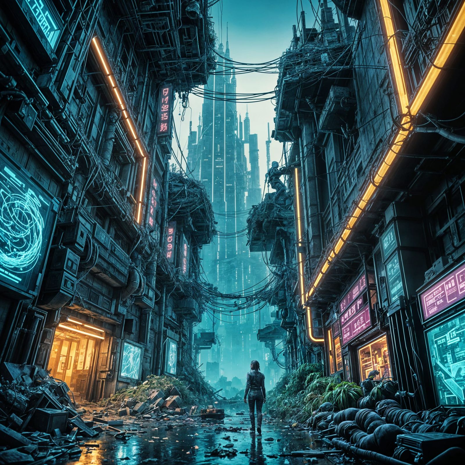 Cyberpunk Ruins Reveal Digital Underworld