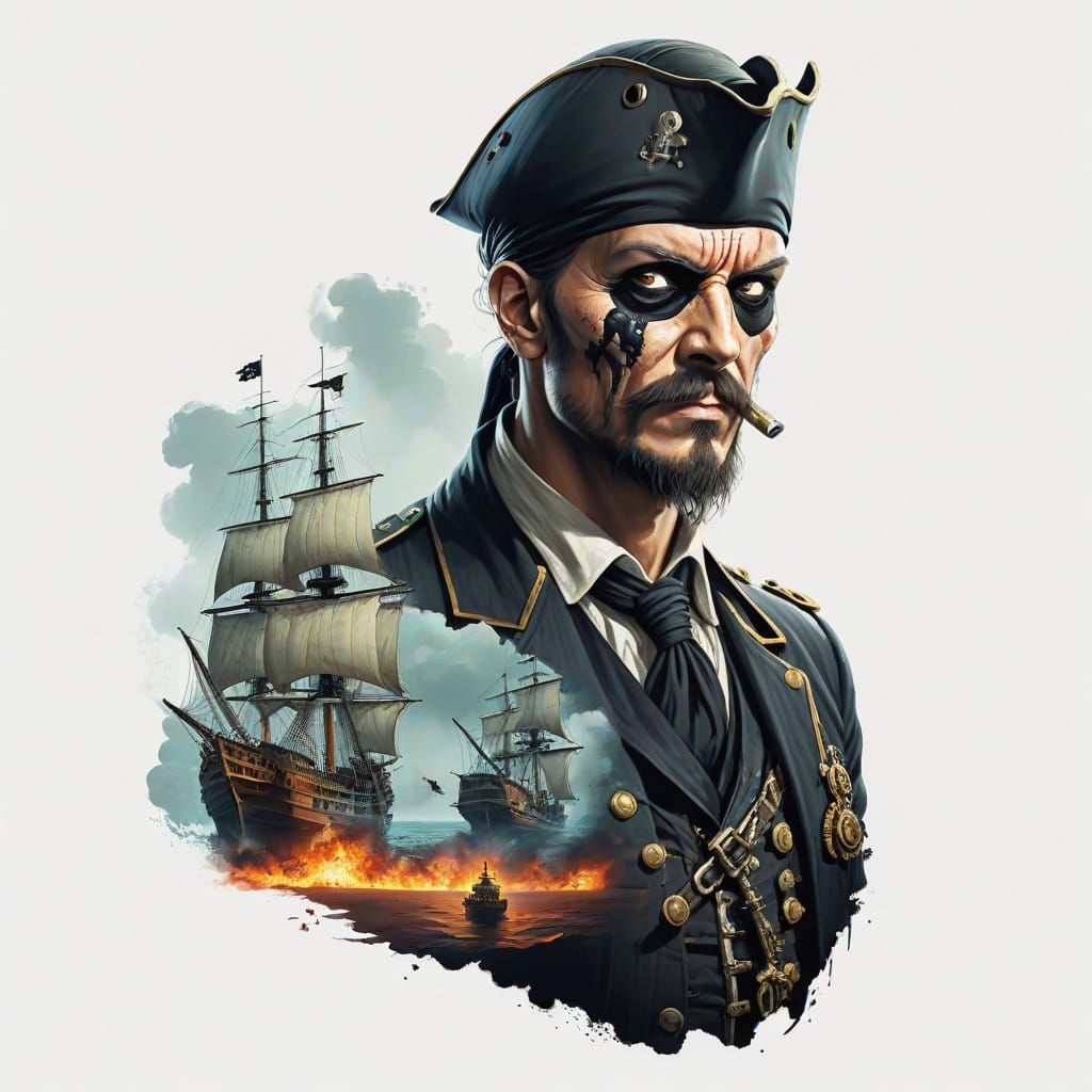 Daring Pirate in Double Exposure