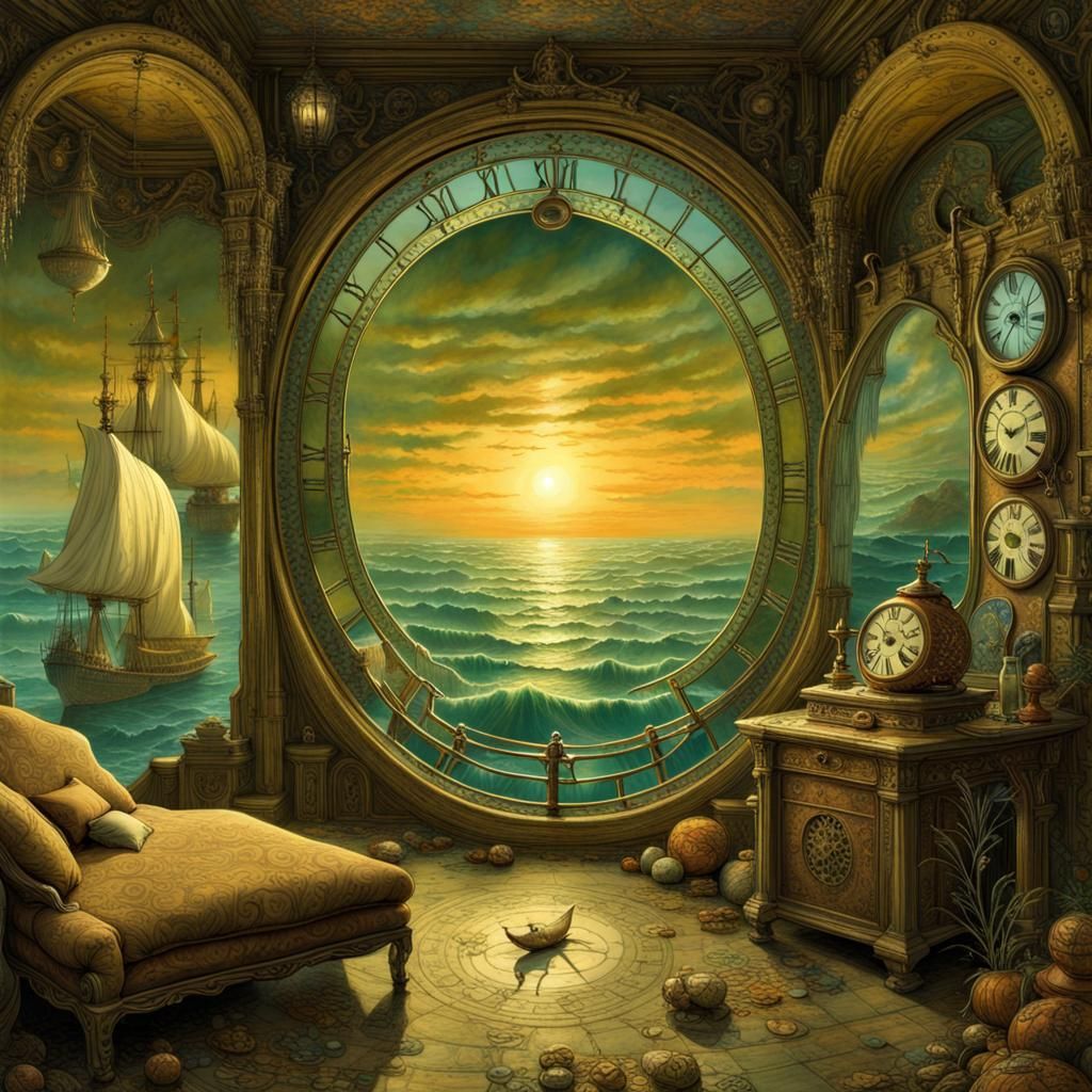 Ocean Oasis Time Portal in Dreamcore Style