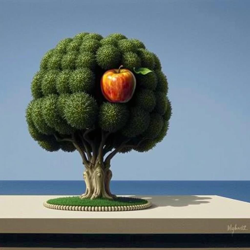 Surrealist Apple Tree in a Dazzling Landscape