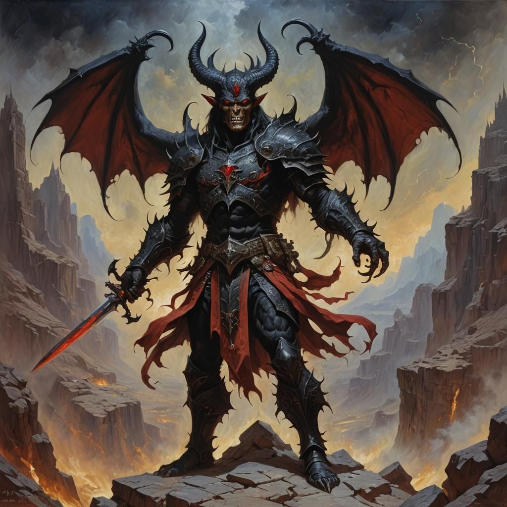 Azazel Demon Prince in Oil Painting Style