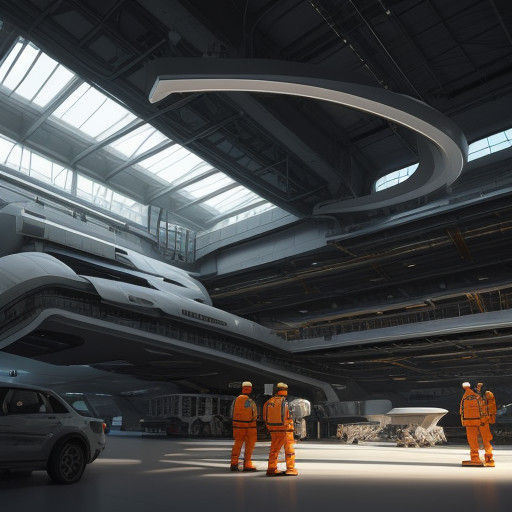 Spaceship Restoration in Futuristic Hangar