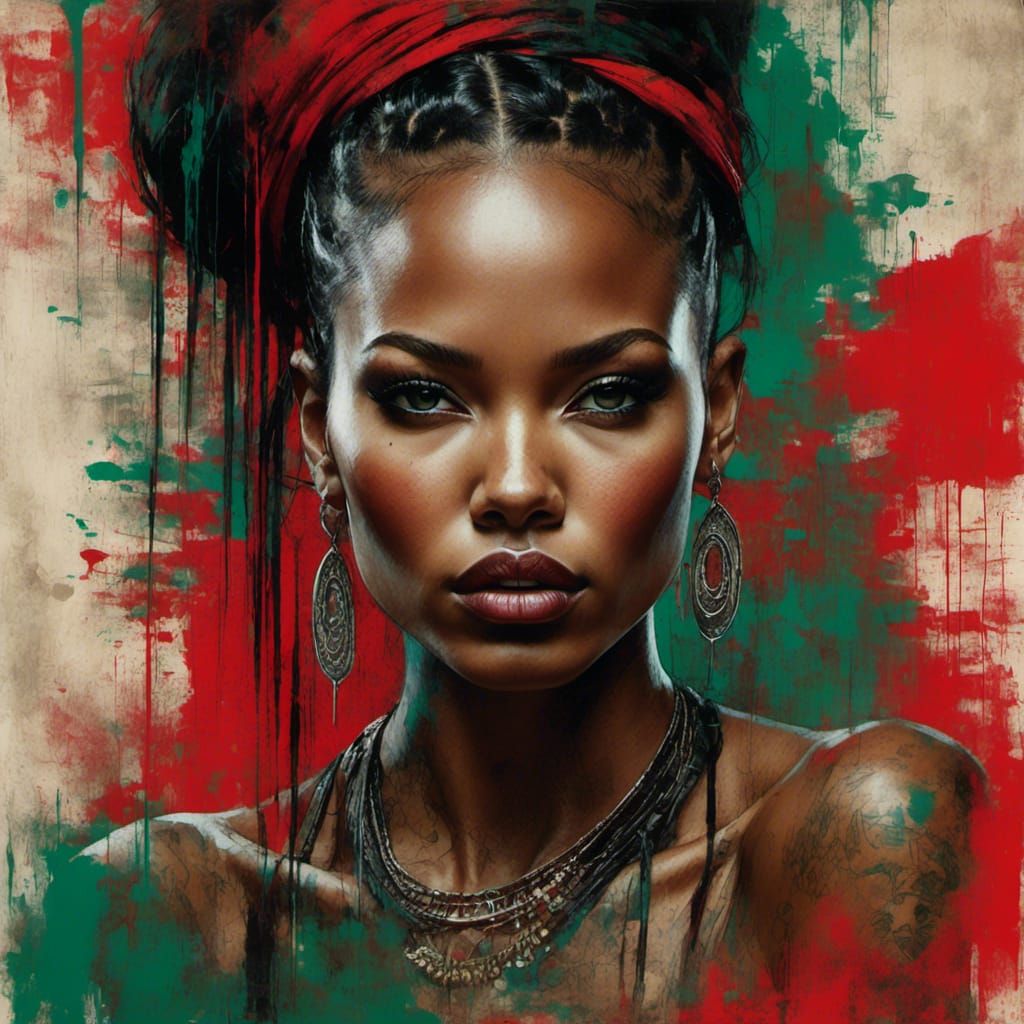 Kenyan Woman Portrait with Grunge Poster Effect