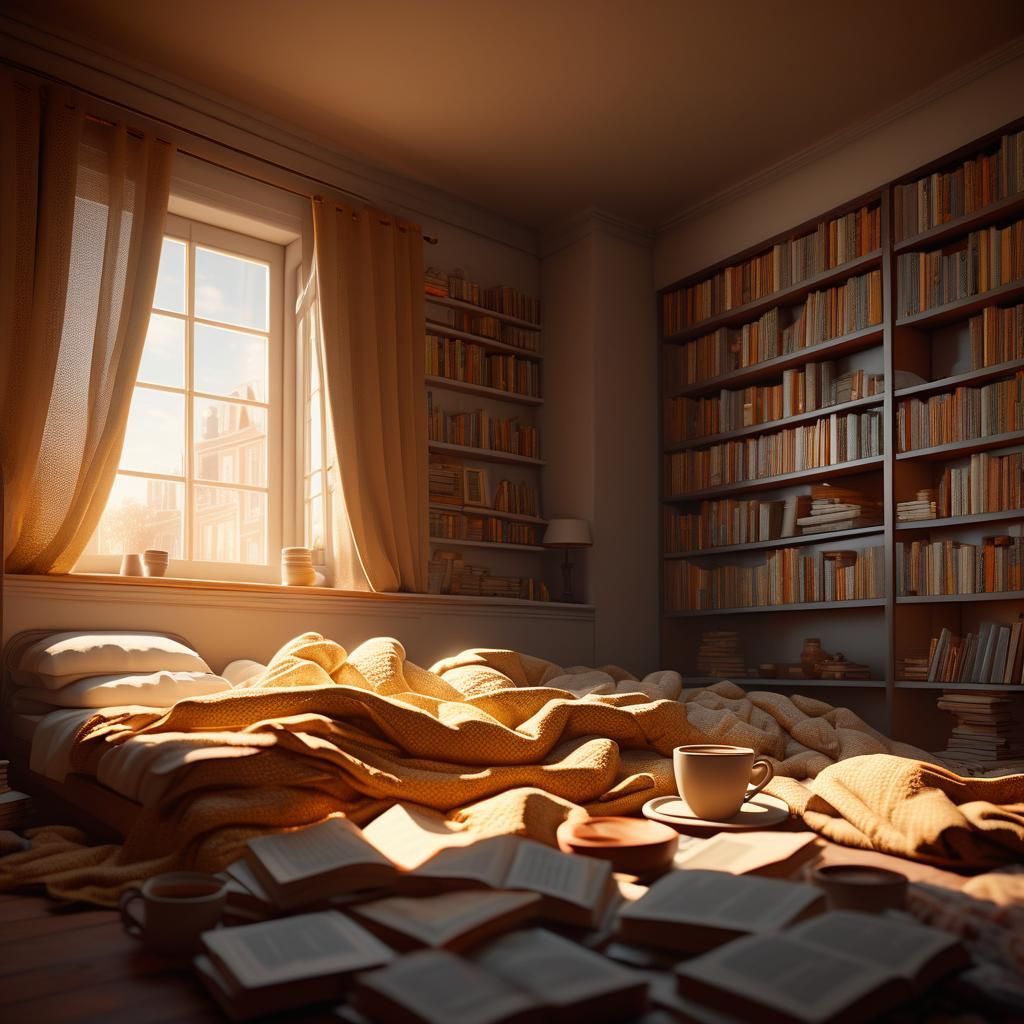 Cozy Morning: 3D Render of Sleepy Scene