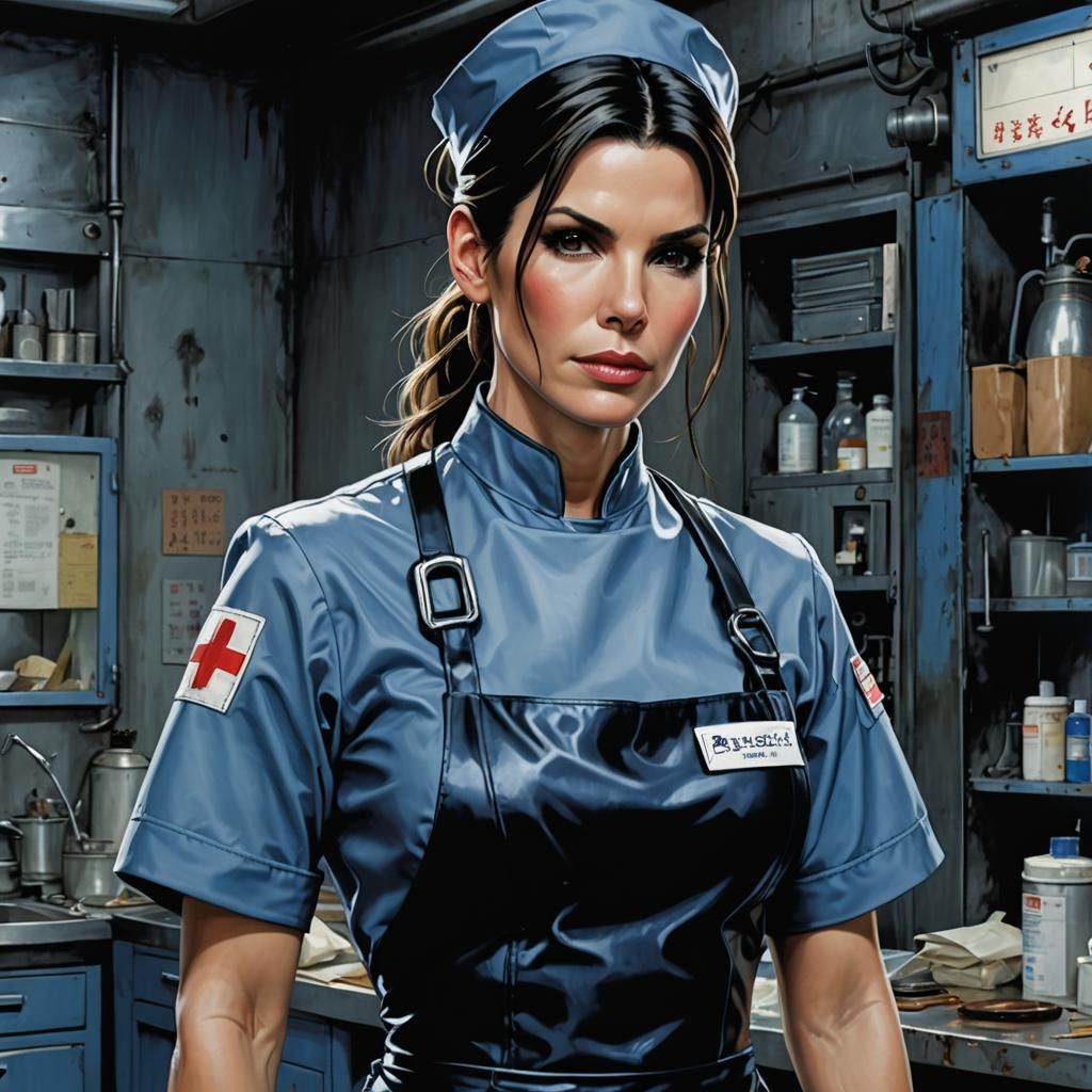 Stern Nurse in Rubber Uniform, Sorayama Style