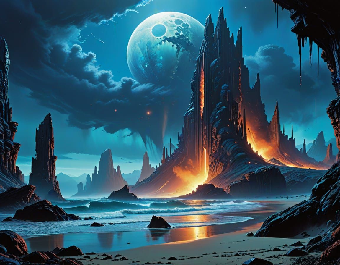 Desolate Sci-Fi Planet with Alien Monoliths