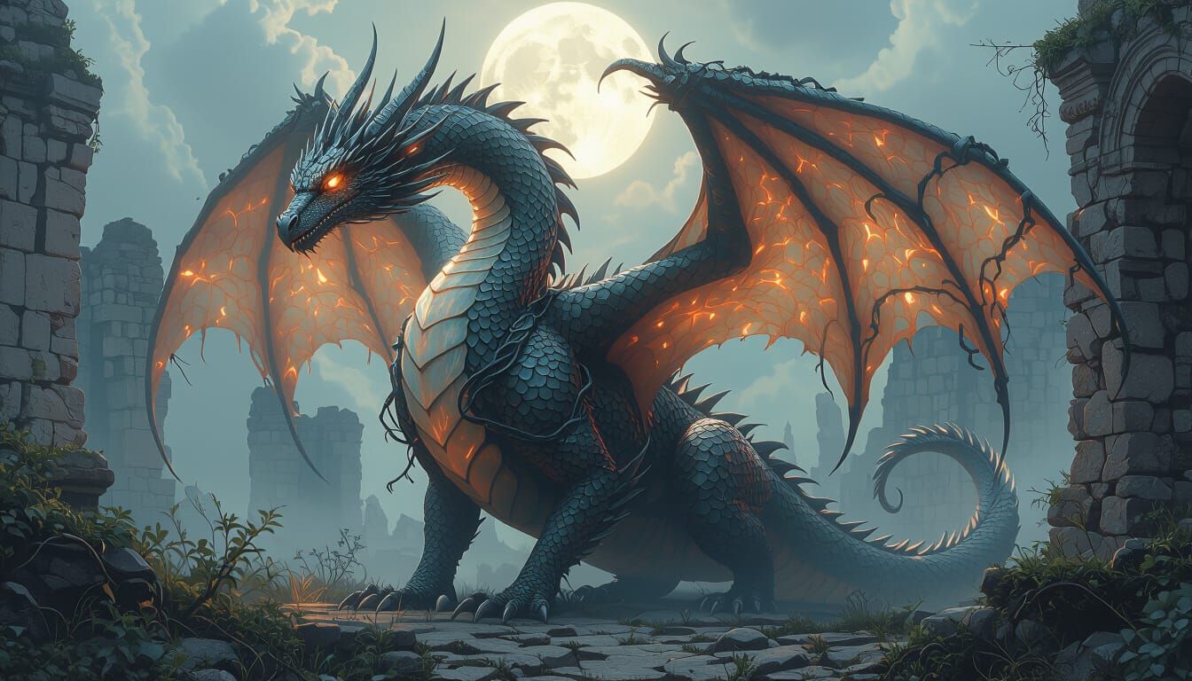Majestic Dragon Entwined With Infernal Vines
