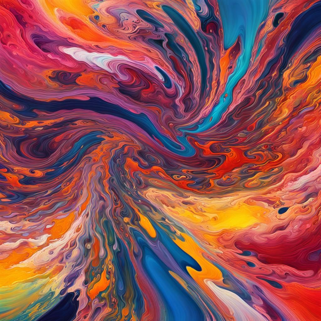 Abstract Expressionist Swirling Colors in Rothko Pollock Sty...