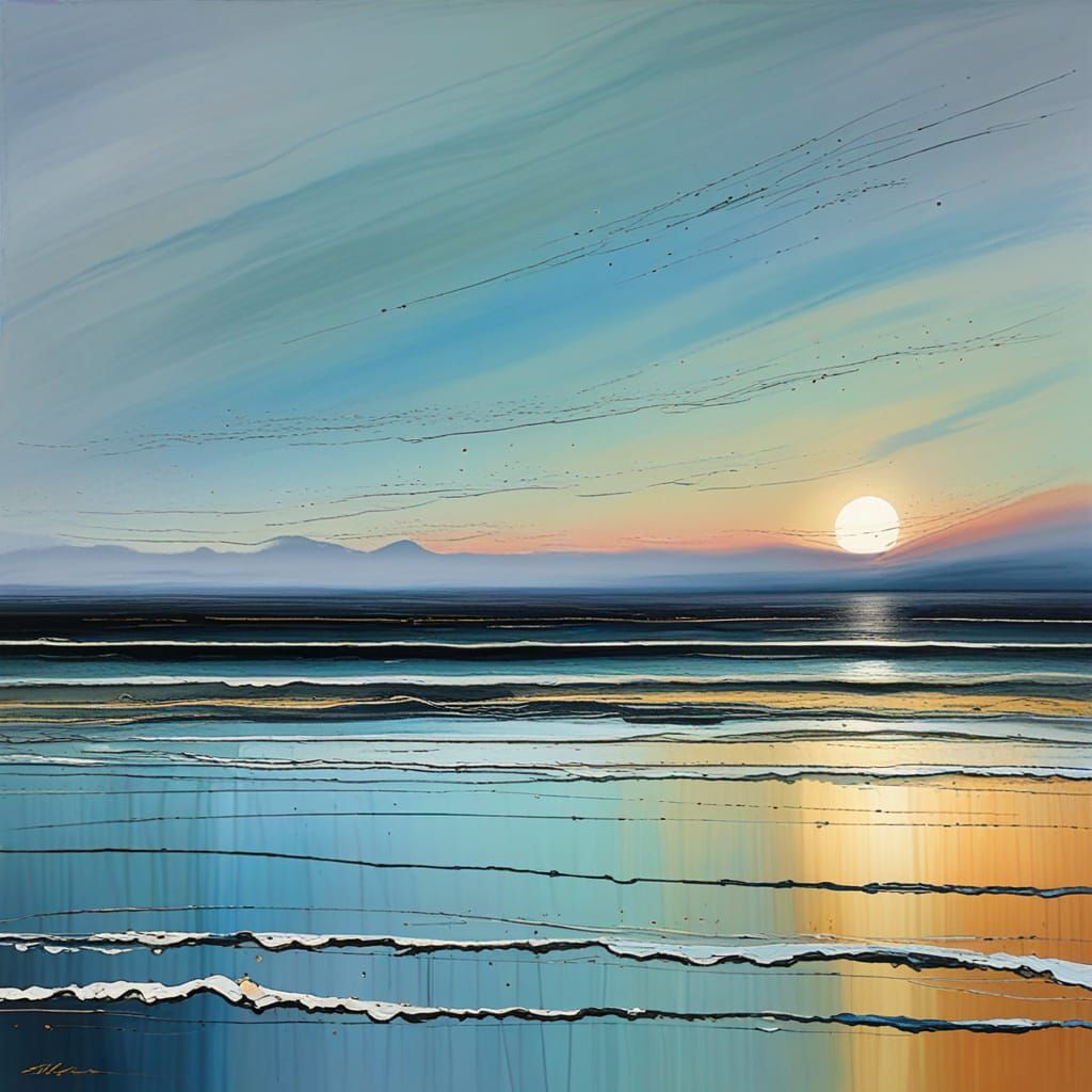 Serene Morning on  the Still Ocean