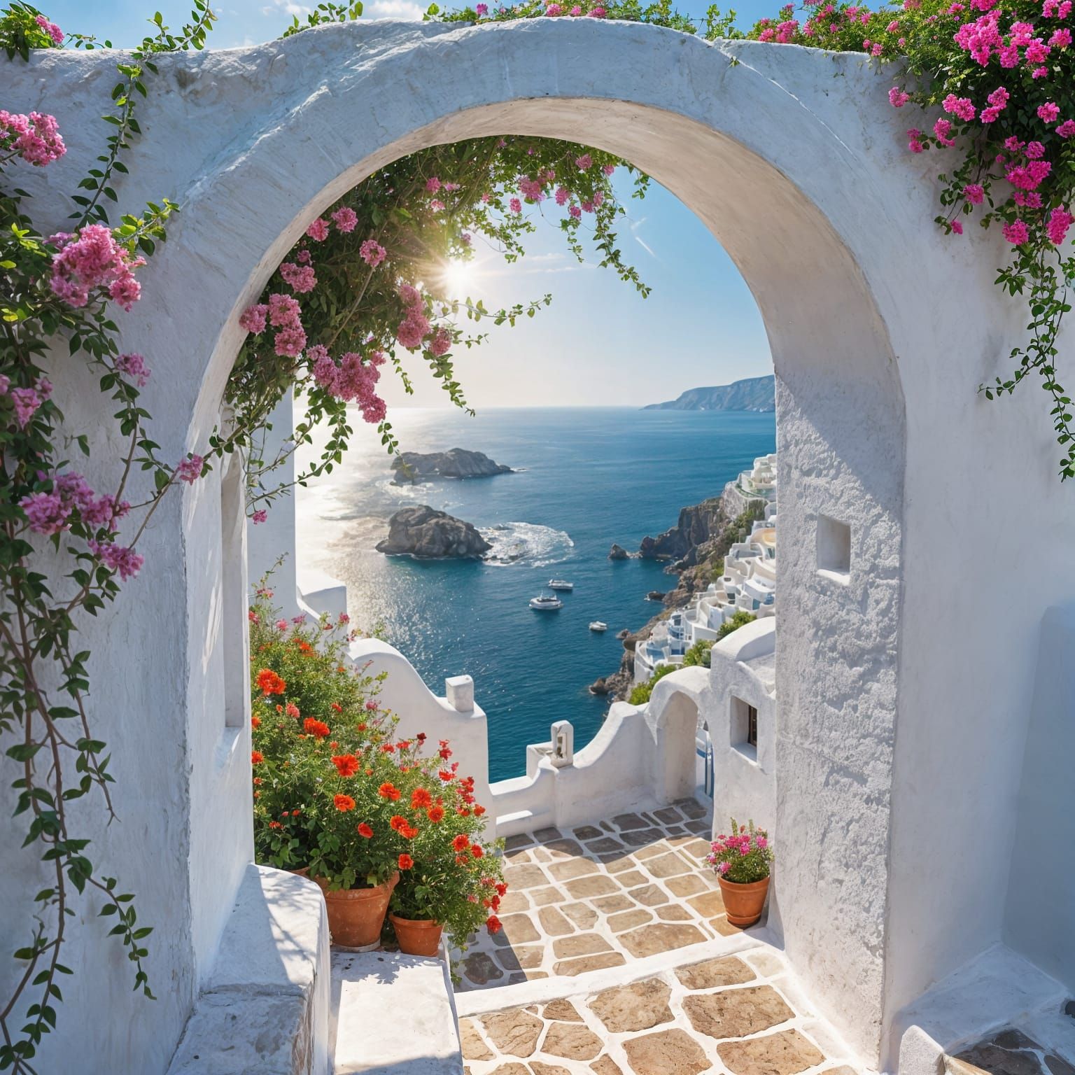 Stunning Greek Archway Overlooking the Sea
