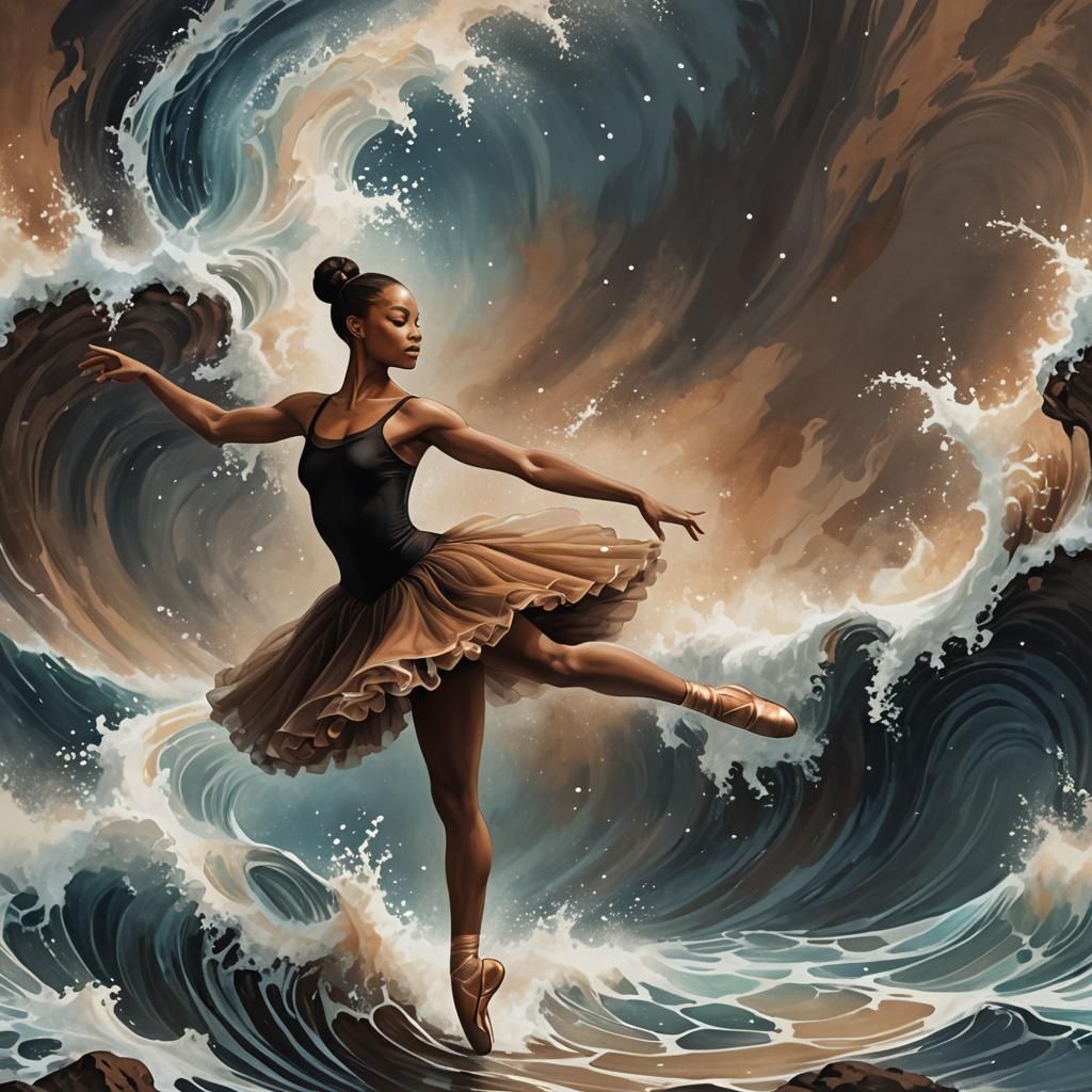 Mystical Ballet Dancer with Sea Whirlpool