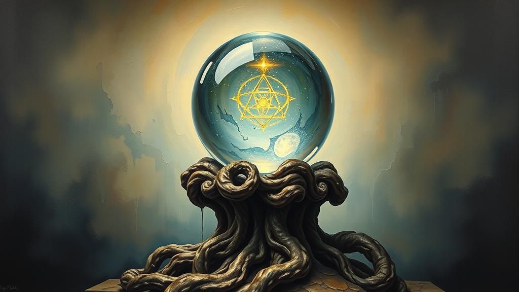 Surreal Crystal Ball with Eldritch Motifs