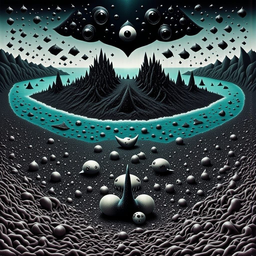 Eldritch Beach Scene in Lovecraftian Style