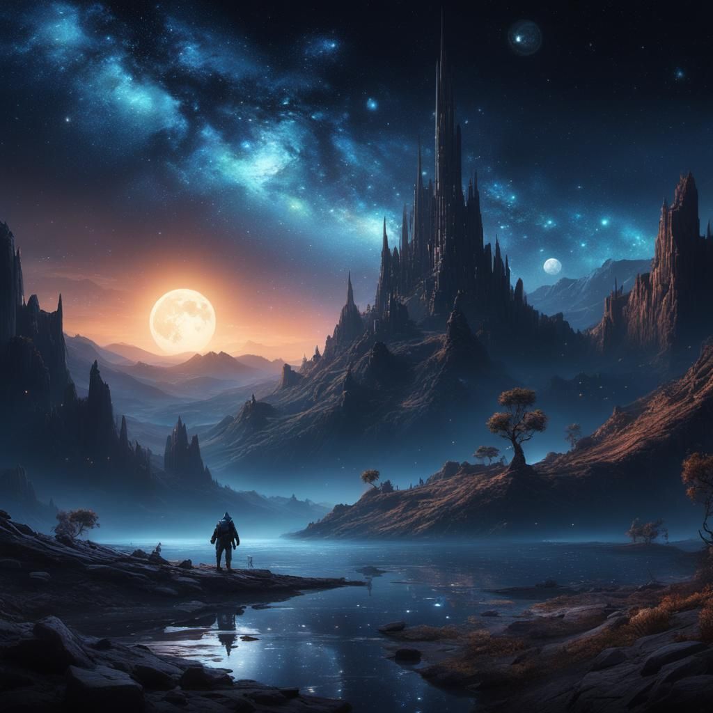 Stars on a Starry Night: Detailed Fantasy Art