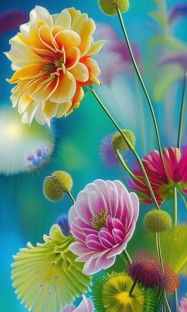 Gerbera Flowers in Fantasy Garden, Hyperrealistic Whimsical ...