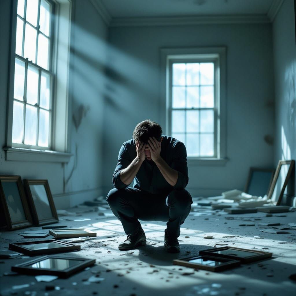 Julien's Despair: Cinematic Shot in Empty Chamber