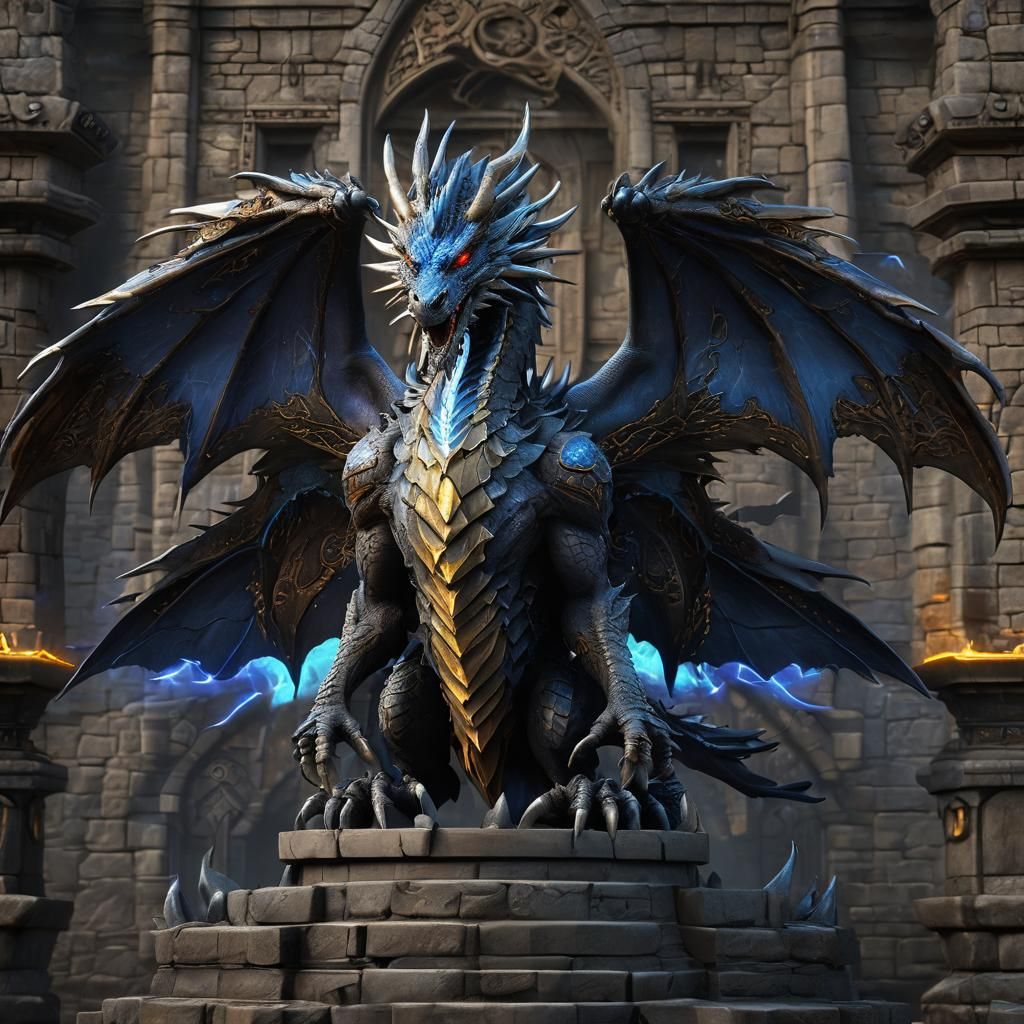 Dragon Phoenix with Lightning Eyes, Dark Fantasy Art