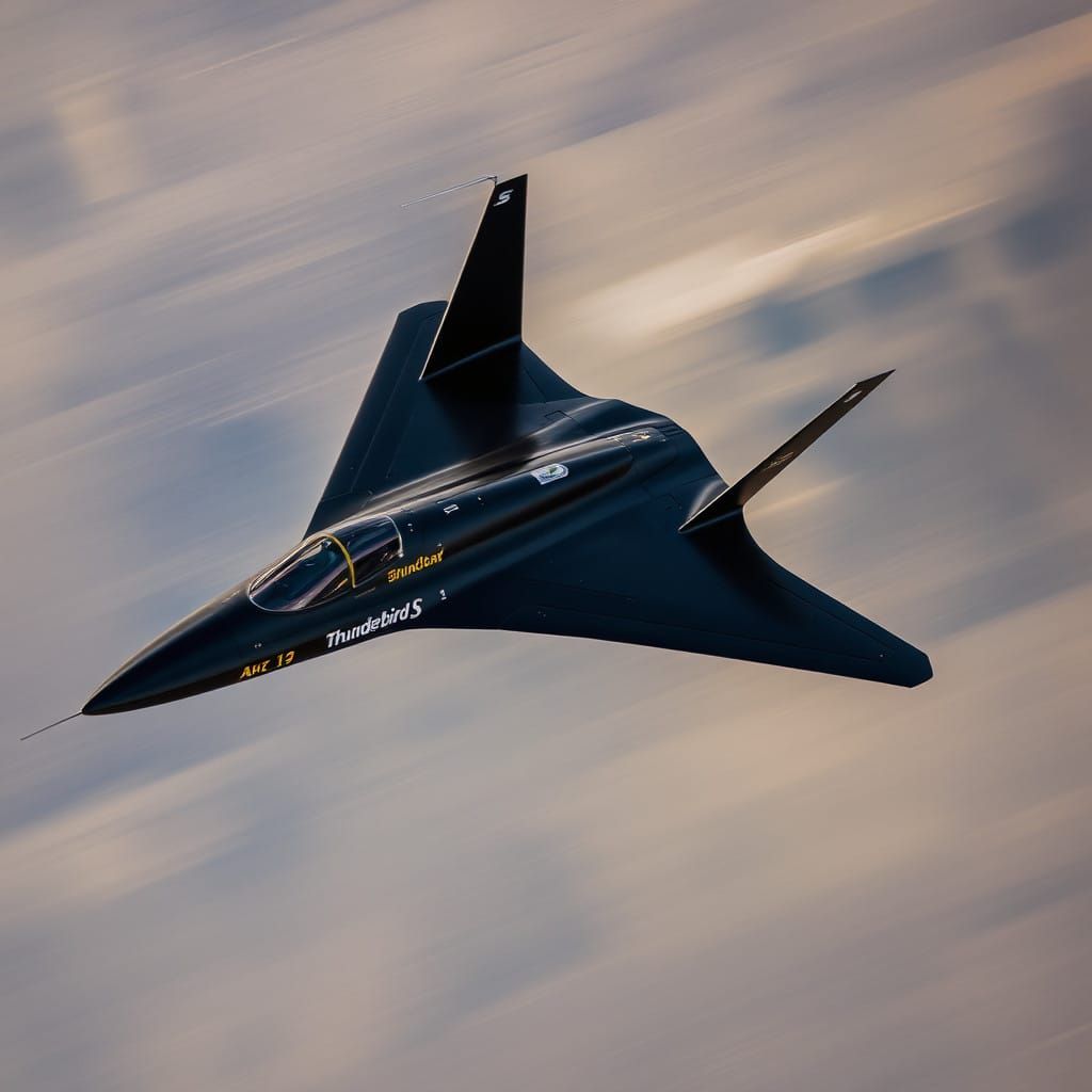 Cyberpunk Stealth Jet in Flight