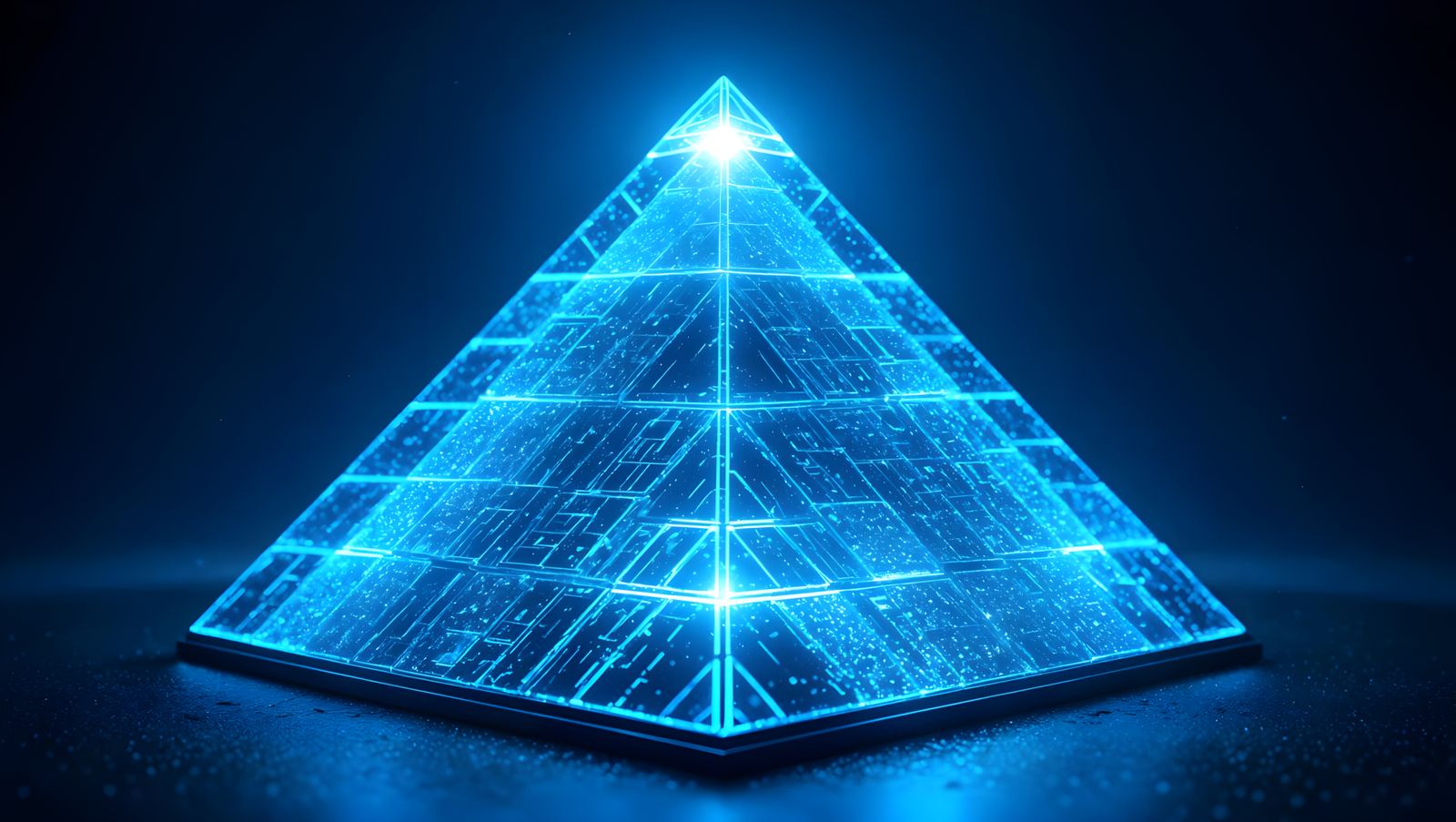 Futuristic Blue Pyramid with Glowing Top