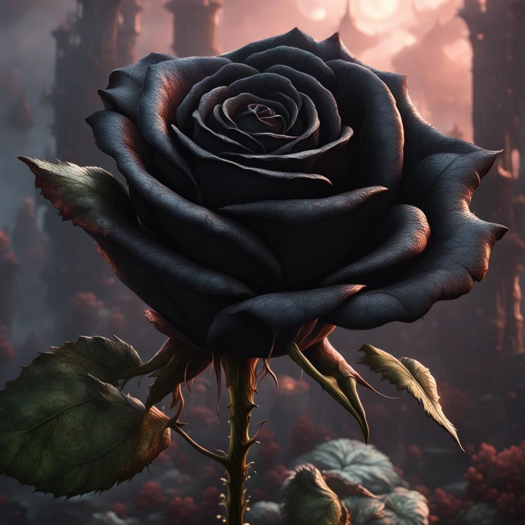 Black Rose of Love: Detailed Matte Painting