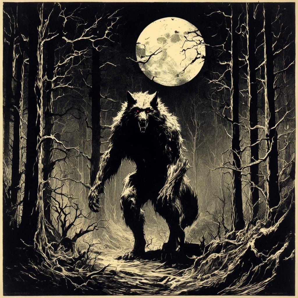 Werewolf in Haunted Forest by Mike Mignola