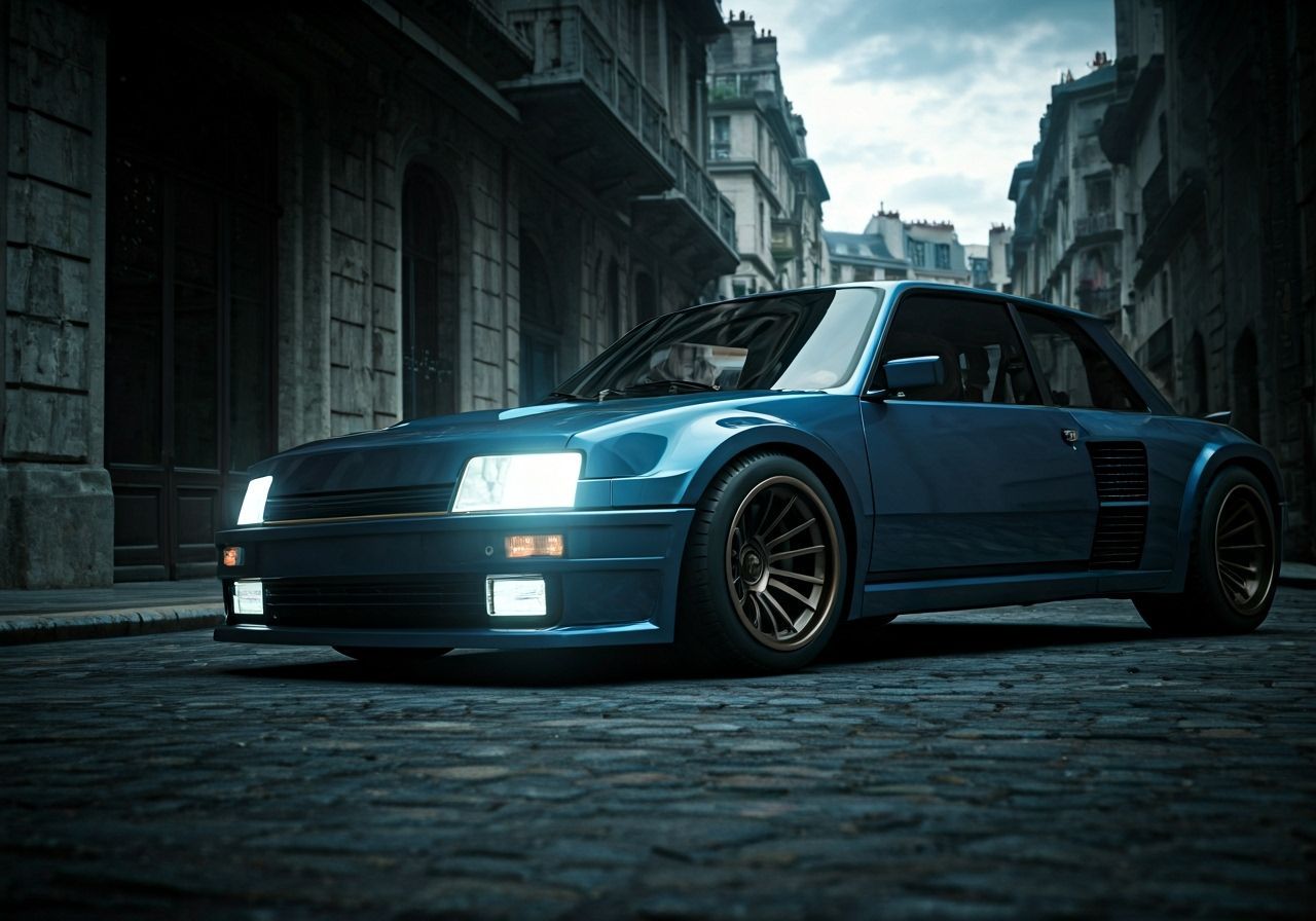 Renault 25 Turbo Drifting in Dystopian Cityscape