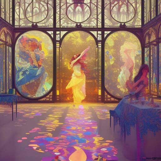 Ice Cream Gallery at Versailles in Splash Art Style