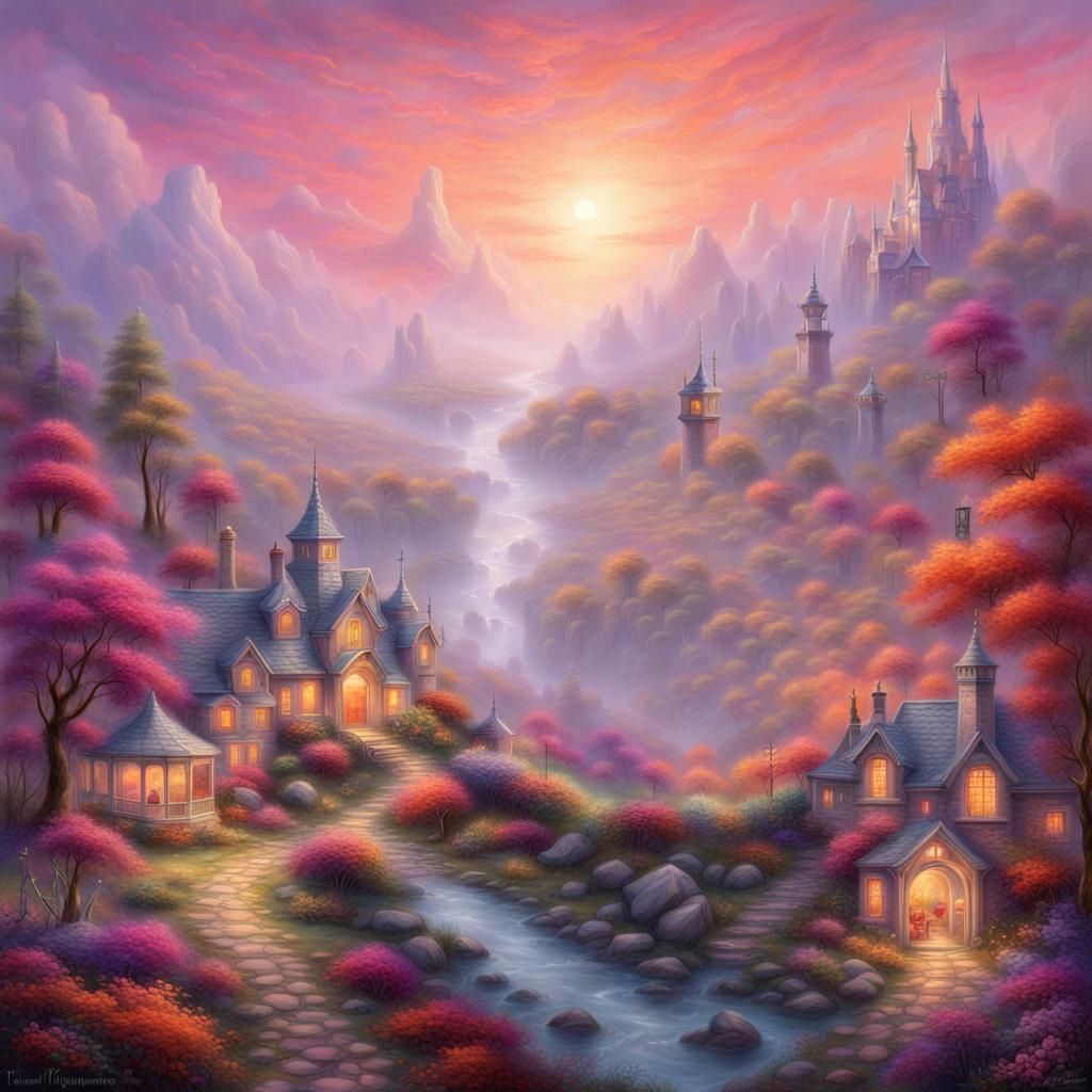 Surreal Neon Landscape in Hyperrealistic Style