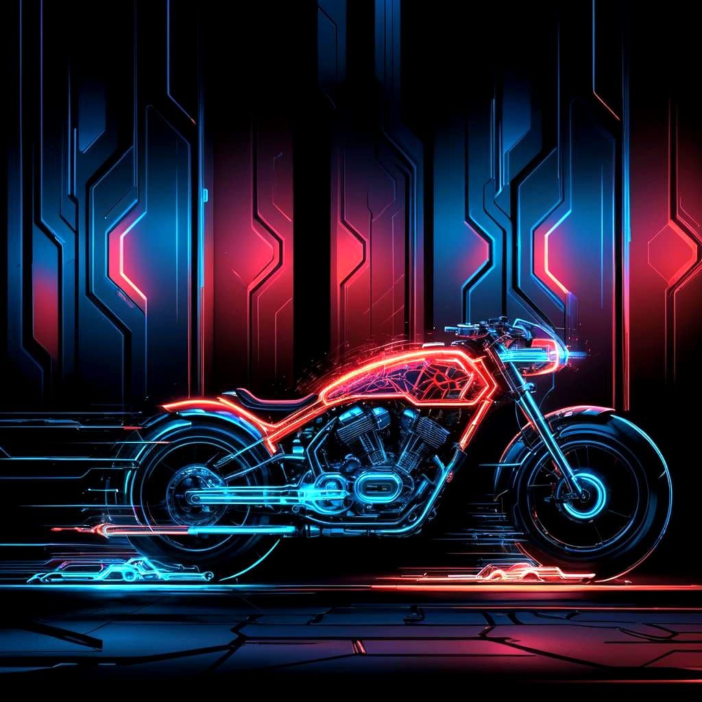 Futuristic Bike in Neon Dystopian Scene