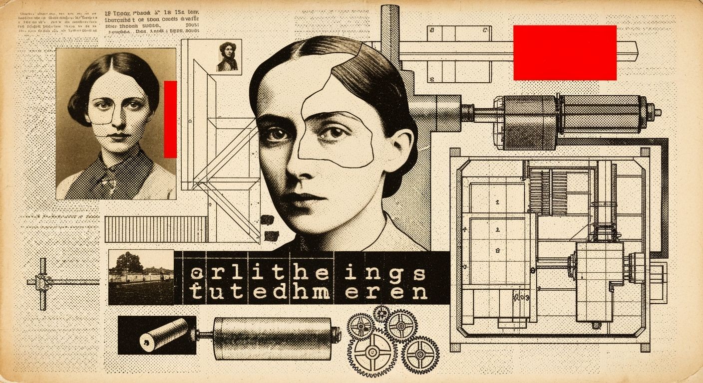 Dadaist Photomontage: Vintage Collage in Sepia and Red