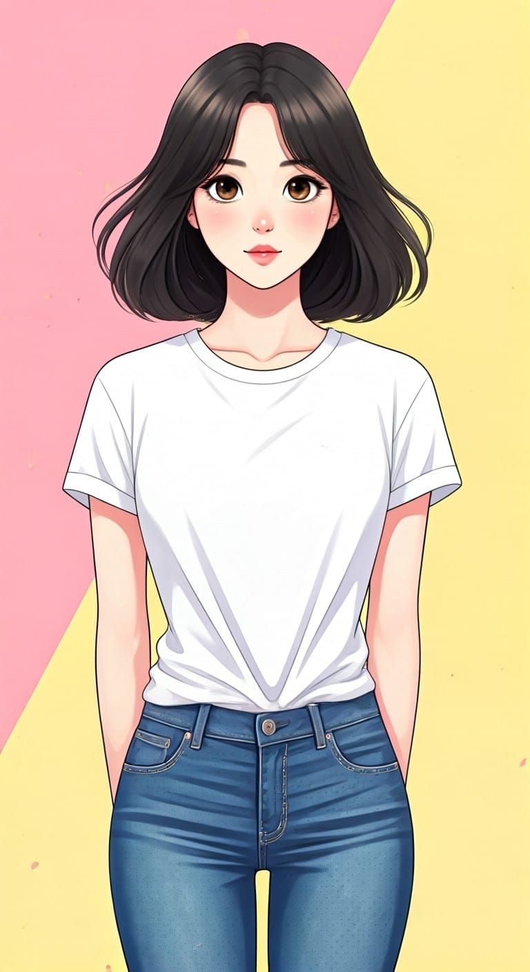 Korean Woman in Vibrant Anime-Inspired Portrait