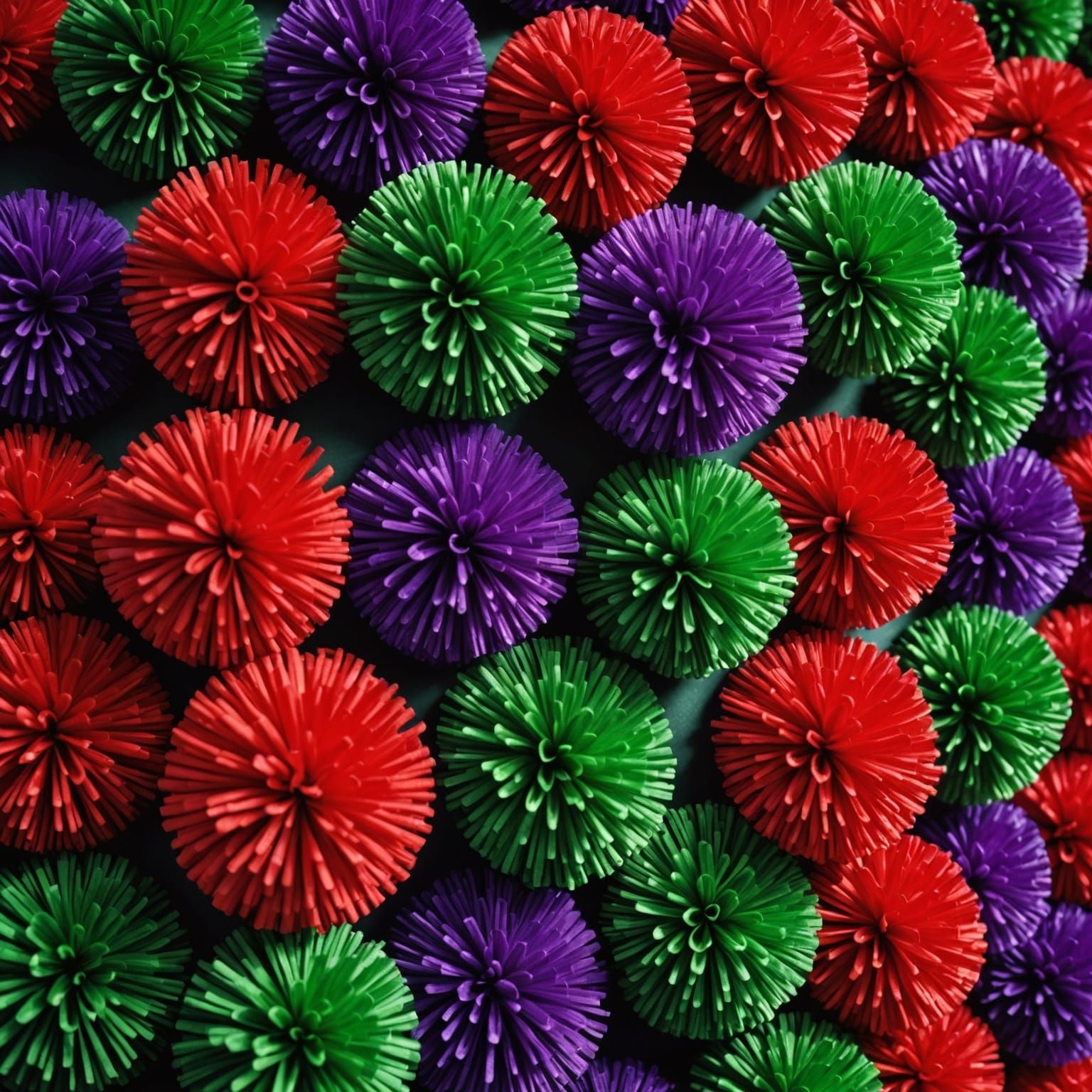 Striking Collage of Colorful Pom Poms in HDR