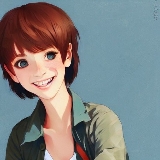 Freckled Girl Portrait in Painterly Style