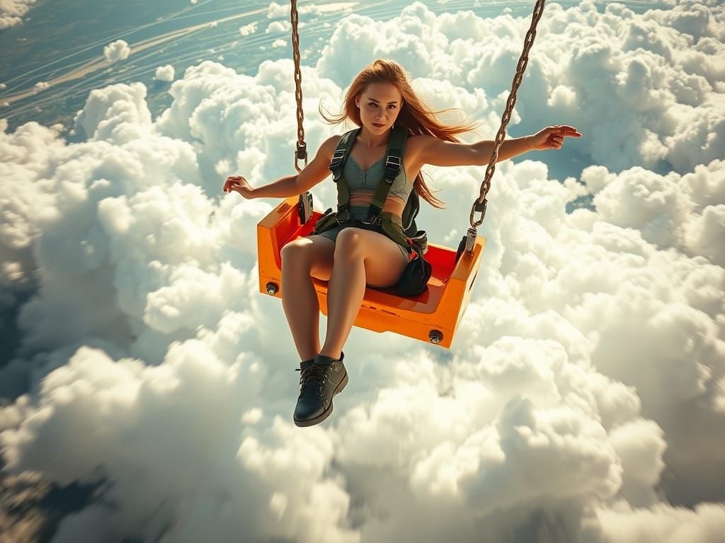 Woman on Giant Swing Plunges Through Clouds