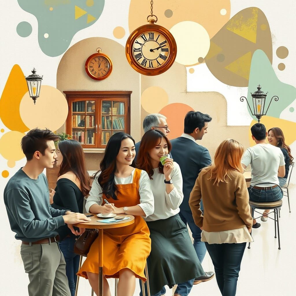 Abstract Cafe Scene in Ethereal Fantasy Style