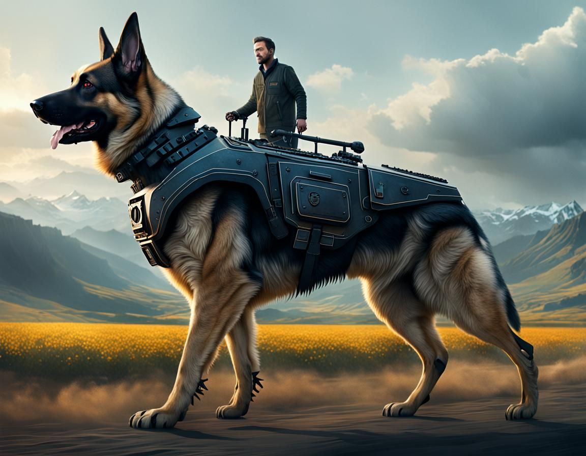 Riding a dog