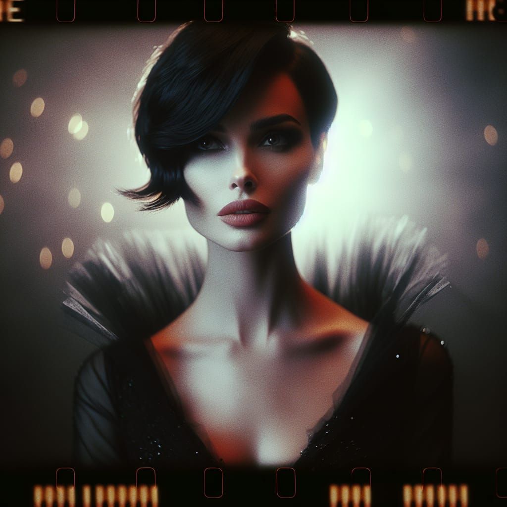 Dramatic Sorceress with Pixie Cut: Cinematic Portrait