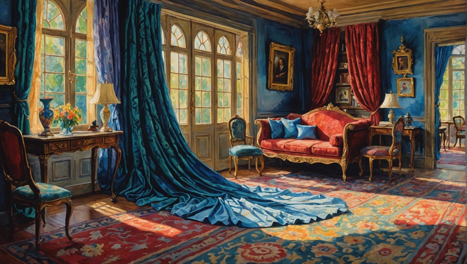 Silken Fabrics in Gouache and Watercolor Style